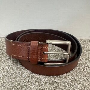 Fossil Mens Genuine Leather Belt‎ Brown Silver Buckle Casual Dress Size 42